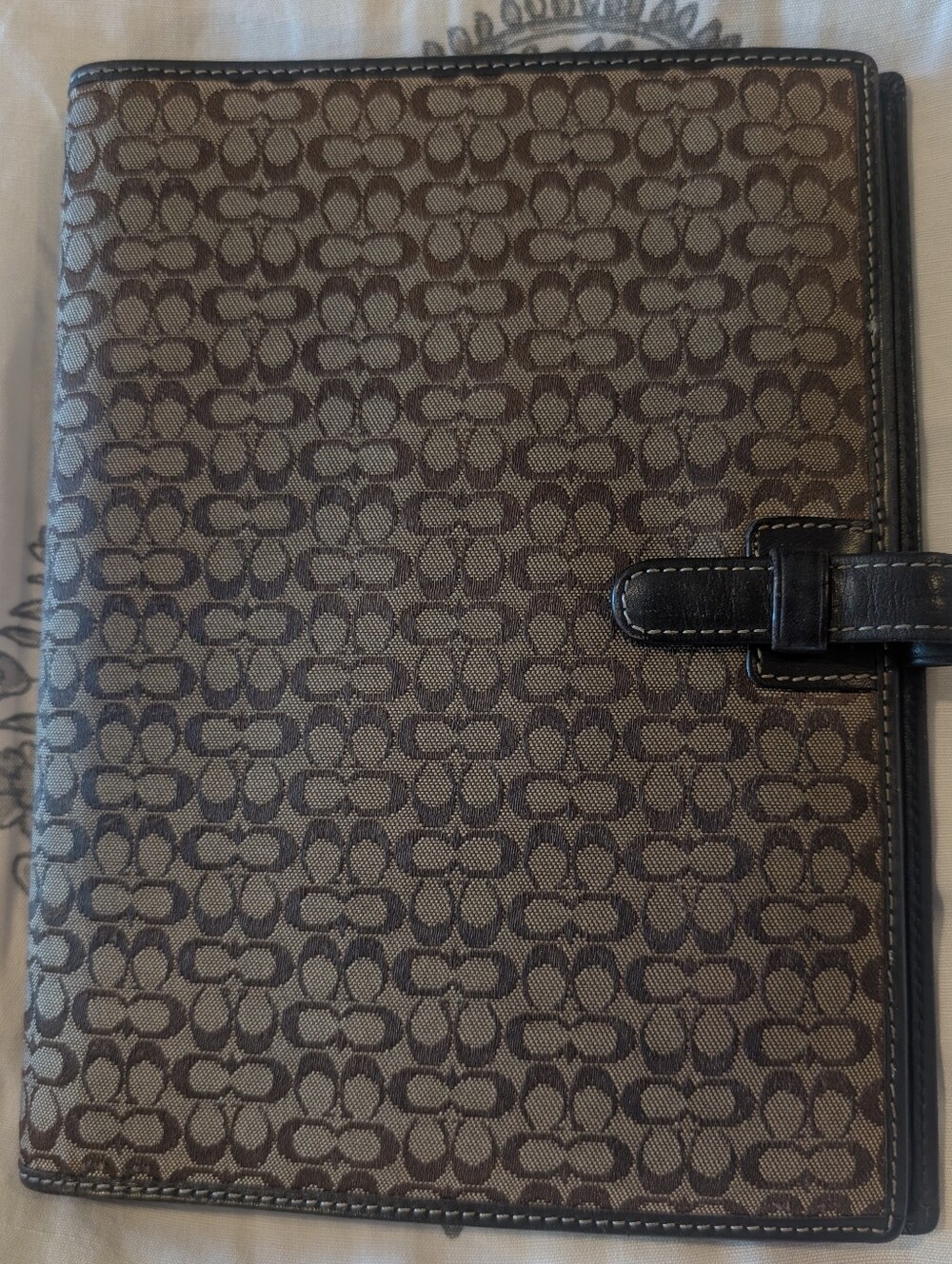 Vintage Coach Jacquard Signature Folio in Brown and Dark Brown
